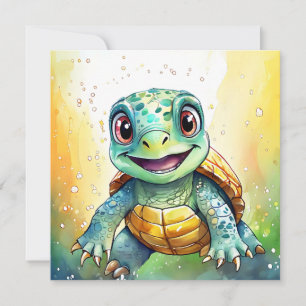 Schattige Chibi Zeeschildpad Onder de Zee