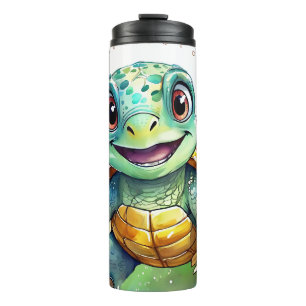 Schattige Chibi Zeeschildpad Onder de Zee Thermosbeker