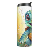 Schattige Chibi Zeeschildpad Onder de Zee  Thermosbeker (Gedraaid links)