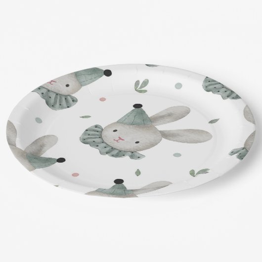 Schattige Chic Bunny Rabbit Rustic Papieren Bordje (Gekanteld)