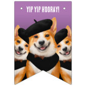 Schattige Chic Corgis Yip Hooray Happy Birthday Vlaggetjes (Eerste vlag)