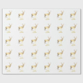 Schattige Chic Gold Reindeers Merry Kerstmis Cadeaupapier (Vlak)