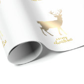 Schattige Chic Gold Reindeers Merry Kerstmis Cadeaupapier (Rol Hoek)