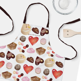 Schattige Chic Kleurrijke Chocolade Snoep Hart Kin Schort