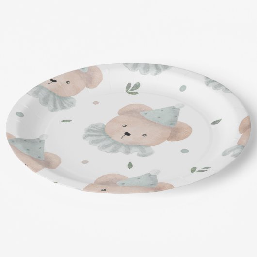 Schattige Chic Teddy Bear Birthday Rustic Papieren Bordje (Gekanteld)