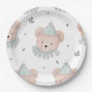 Schattige Chic Teddy Bear Birthday Rustic Papieren Bordje