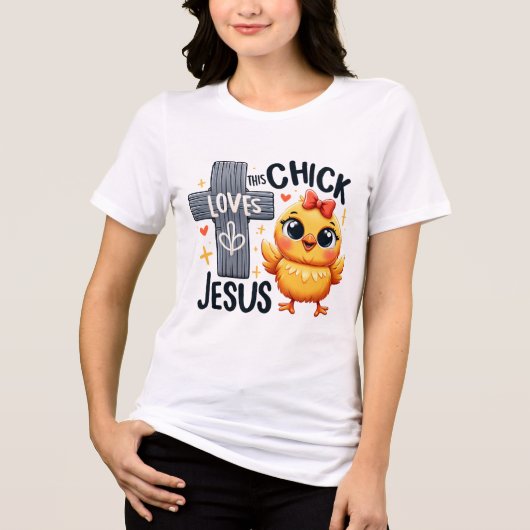 Schattige Chick Christelijk Faith Design Tri-Blend Shirt (Voorkant)