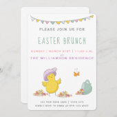 Schattige Chick met een Tea Cup - Paasbrunch Kaart (Voorkant / Achterkant)