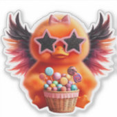 Schattige Chick met Snoepjes Mand Sticker (Voorkant)