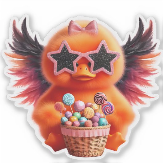 Schattige Chick met Snoepjes Mand Sticker (Voorkant)