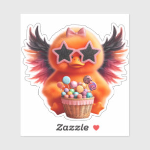 Schattige Chick met Snoepjes Mand Sticker