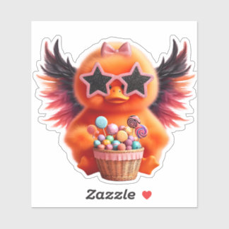 Schattige Chick met Snoepjes Mand Sticker