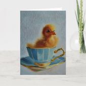 Schattige Chick op een Teacup AI Art Kaart (Voorkant)