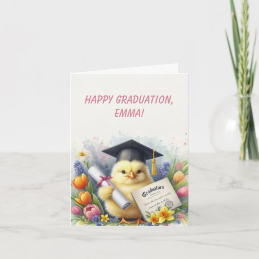 Schattige Chickadee Happy Afstuderen Kaart (Voorkant)