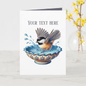 Schattige Chickadee vogelliefhebbers Kaart (Gele Bloem)
