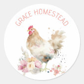 Schattige Chicken Add Name Farmers Marktproduct Ronde Sticker (Voorkant)