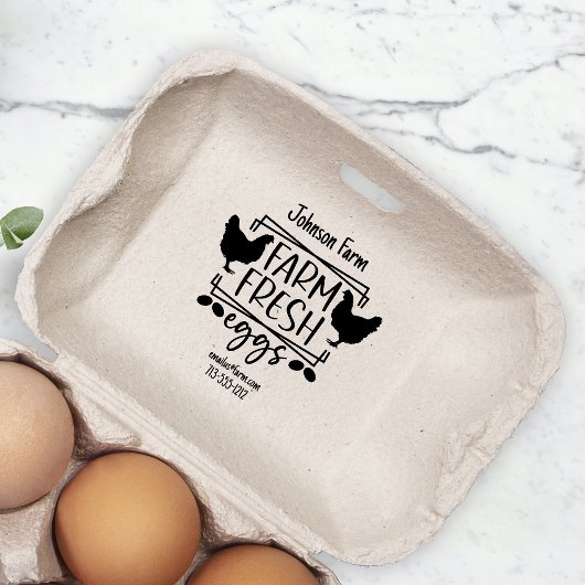Schattige Chicken Boerderij Fresh Eggs Carton Naam Rubberstempel