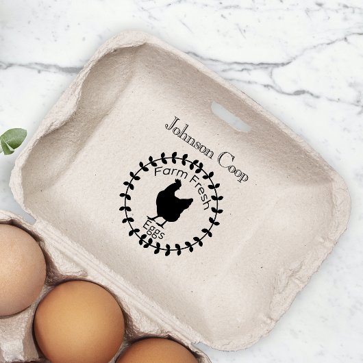 Schattige Chicken Boerderij Fresh Eggs Carton Naam Rubberstempel