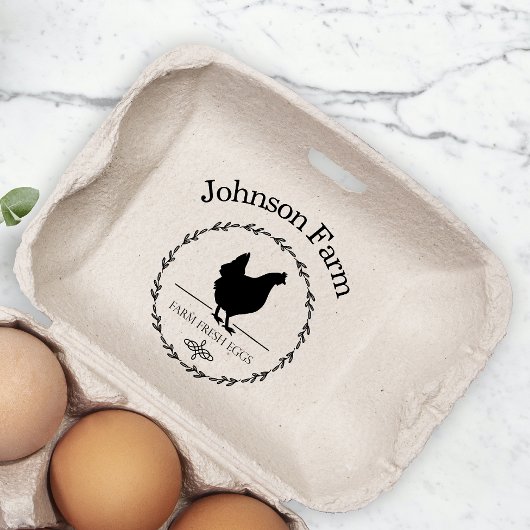 Schattige Chicken Boerderij Fresh Eggs Carton Naam Rubberstempel