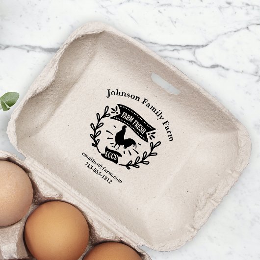 Schattige Chicken Boerderij Fresh Eggs Carton Naam Rubberstempel