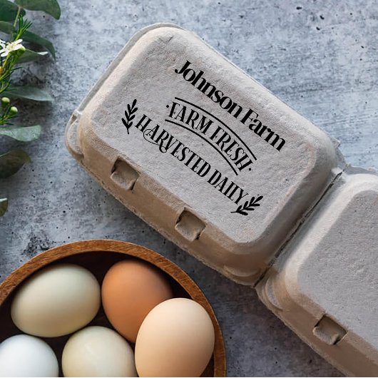 Schattige Chicken Boerderij Fresh Eggs Carton Naam Rubberstempel