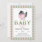 Schattige Chicken Green Roze Plaid Baby shower Kaart (Voorkant)