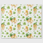 Schattige Chicks Green Pet Shamrock St. Patrick's Cadeaupapier (Vlak)