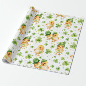 Schattige Chicks Green Pet Shamrock St. Patrick's Cadeaupapier (Uitgerold)