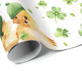 Schattige Chicks Green Pet Shamrock St. Patrick's Cadeaupapier (Rol Hoek)