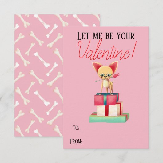 Schattige Chihuahua Be My Valentijn Valentijn Kaar Kaart (Voorkant / Achterkant)