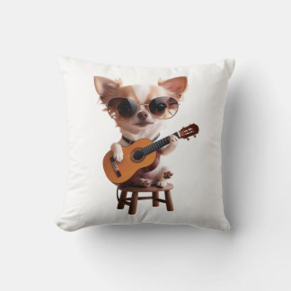schattige Chihuahua die klassieke gitaar cartoon f Kussen