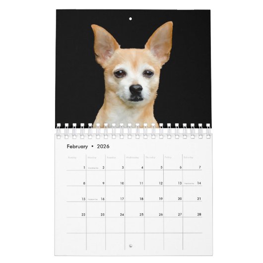 Schattige Chihuahua Dog Art Design 2024 Maandelijk Kalender (Feb 2026)