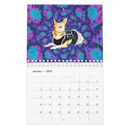 Schattige Chihuahua Dog Art Design 2024 Maandelijk Kalender (Jan 2026)