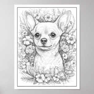Schattige Chihuahua Dog Kleurend Poster