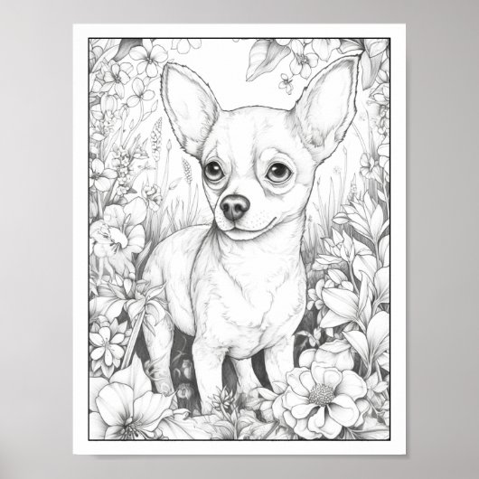 Schattige Chihuahua Dog Kleurend Poster (Voorkant)