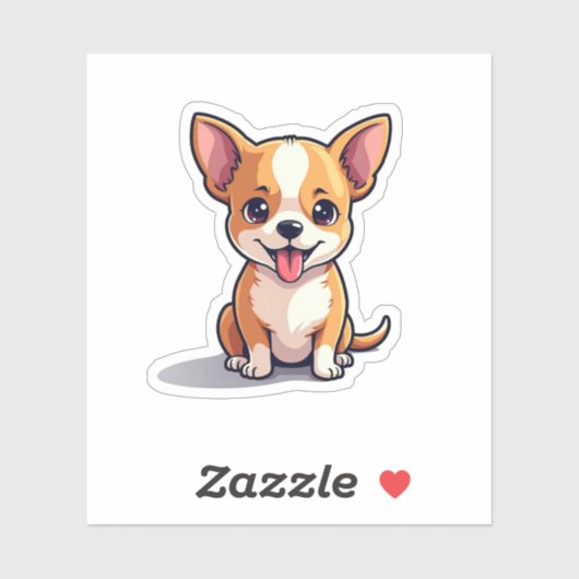 Schattige Chihuahua Doggie, Spunky Isometric, Klei Sticker (Vel)
