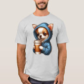 Schattige Chihuahua Drink koffie uit kopje T-shirt (Voorkant)