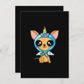 Schattige Chihuahua Eenhoorn Puppy Kinderen en Hon Bedankkaart (Voorkant / Achterkant)