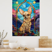 Schattige Chihuahua Glazen in lood raamontwerp Poster (Keuken)