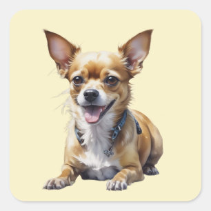 Schattige Chihuahua Hond Huisdier Hond Liefhebber  Vierkante Sticker