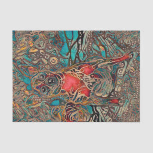 Schattige Chihuahua-hond Kunst Teal Bruine Portret Tissuepapier