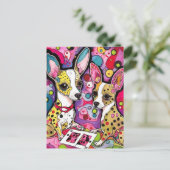 Schattige Chihuahua honden speelkaarten Briefkaart (Staand voorkant)