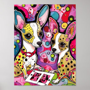 Schattige Chihuahua honden speelkaarten Poster