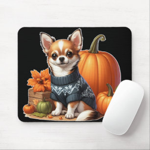 Schattige Chihuahua in trui met pompoenen Muismat