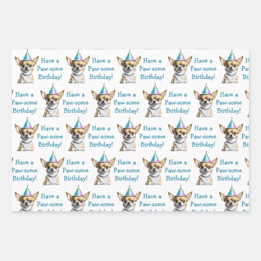 Schattige Chihuahua in Verjaardag Pet Inpakpapier Vel (Voorkant)