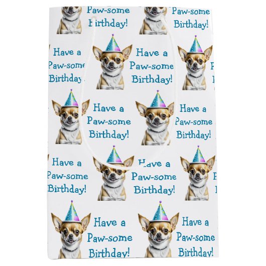 Schattige Chihuahua in Verjaardag Pet Medium Cadeauzakje (Voorkant)