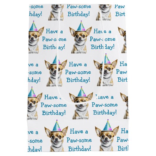 Schattige Chihuahua in Verjaardag Pet Medium Cadeauzakje (Achterkant)