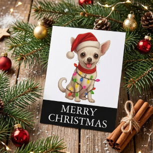 Schattige Chihuahua Kerstman Hond Feestdagenkaart