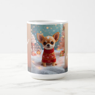 Schattige Chihuahua Kerstmok Gepersonaliseerde V Koffiemok