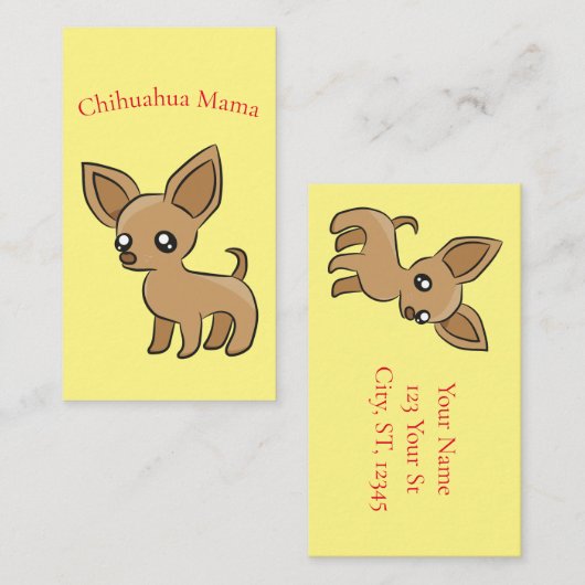 Schattige Chihuahua Mama Art Thunder_Cove Visitekaartje (Voorkant / Achterkant)